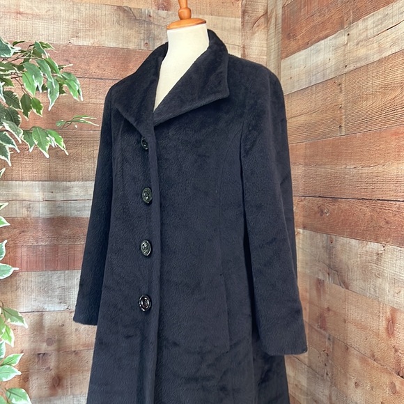 CINZIA ROCCA Black 4 Button Front Baby Llama Wool Over Top Coat Size 12 - Picture 7 of 16